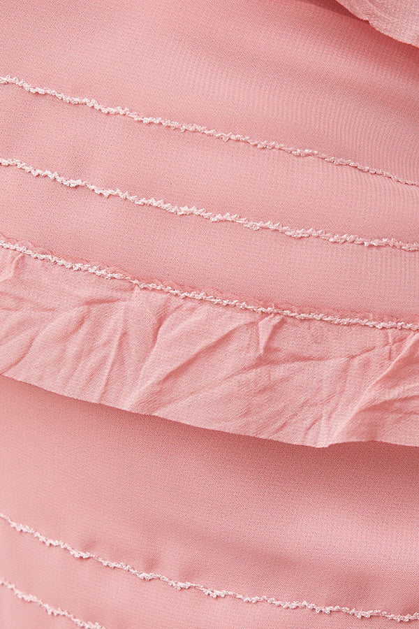 VESTIDO LARGO BAYLIE SIN TIRANTES CON VOLANTES