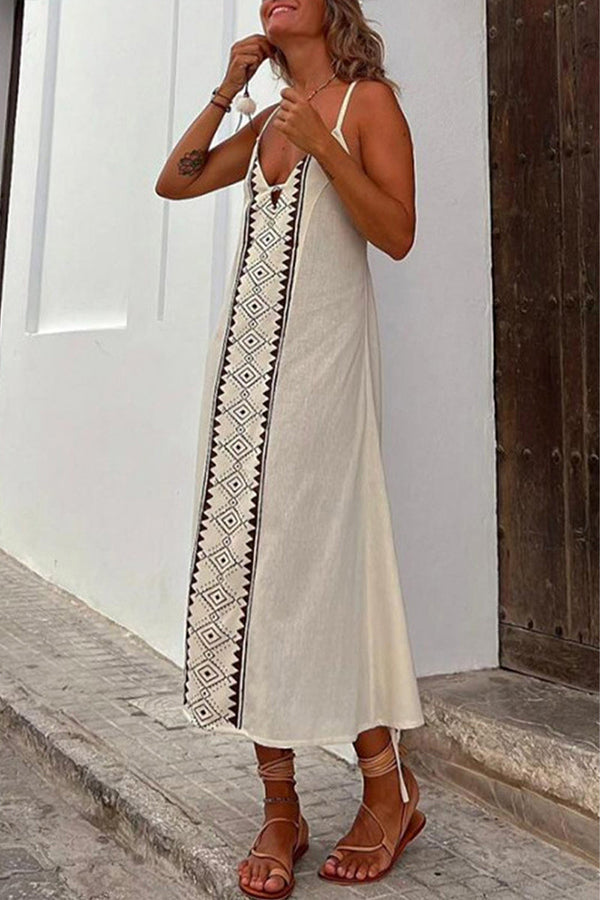 Vestidos sexis con cuello en V, espalda descubierta y frenillo estampado 