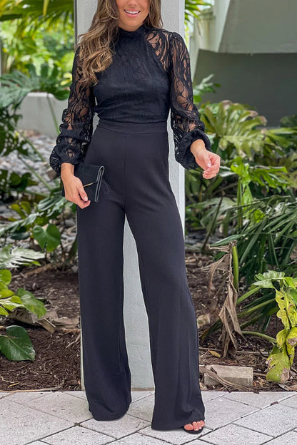 MONO NEGRO CON TOP DE ENCAJE Y ESPALDA ABIERTA