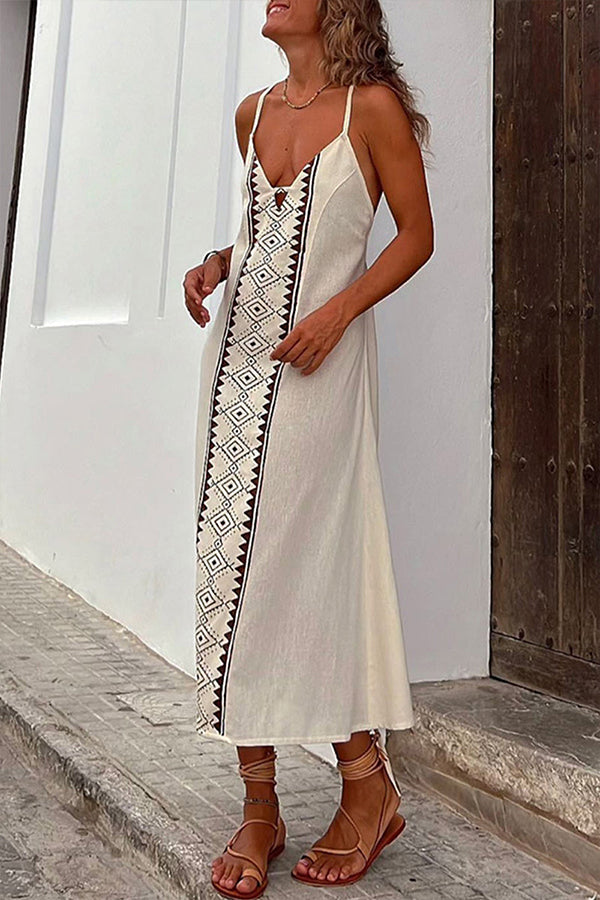 Vestidos sexis con cuello en V, espalda descubierta y frenillo estampado 