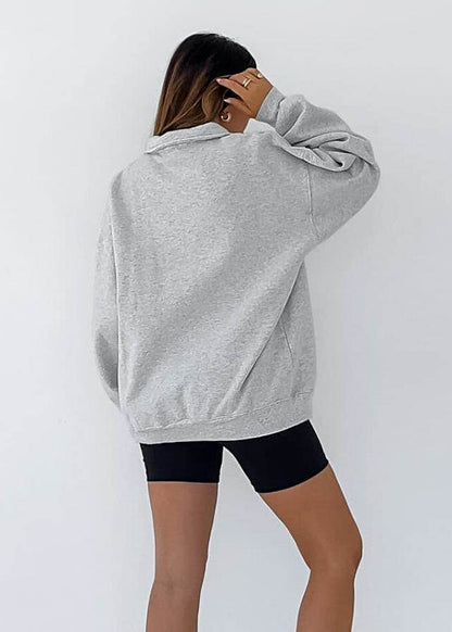 Skyline Polo-Collar Oversized Sweatshirt – Light Blue