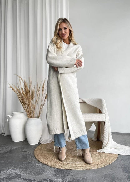 Winterhaven Belted Knit Duster – Longline Open Cardigan