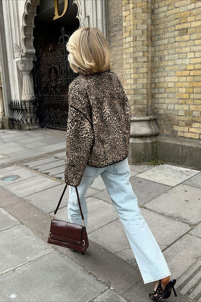 Vintage Style Animal Print Short Cardigan