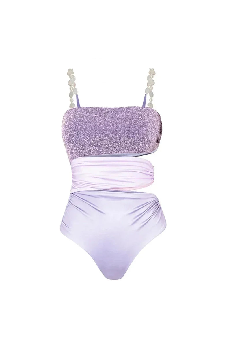 Glitter Cutout Resort Swimsuit Set
