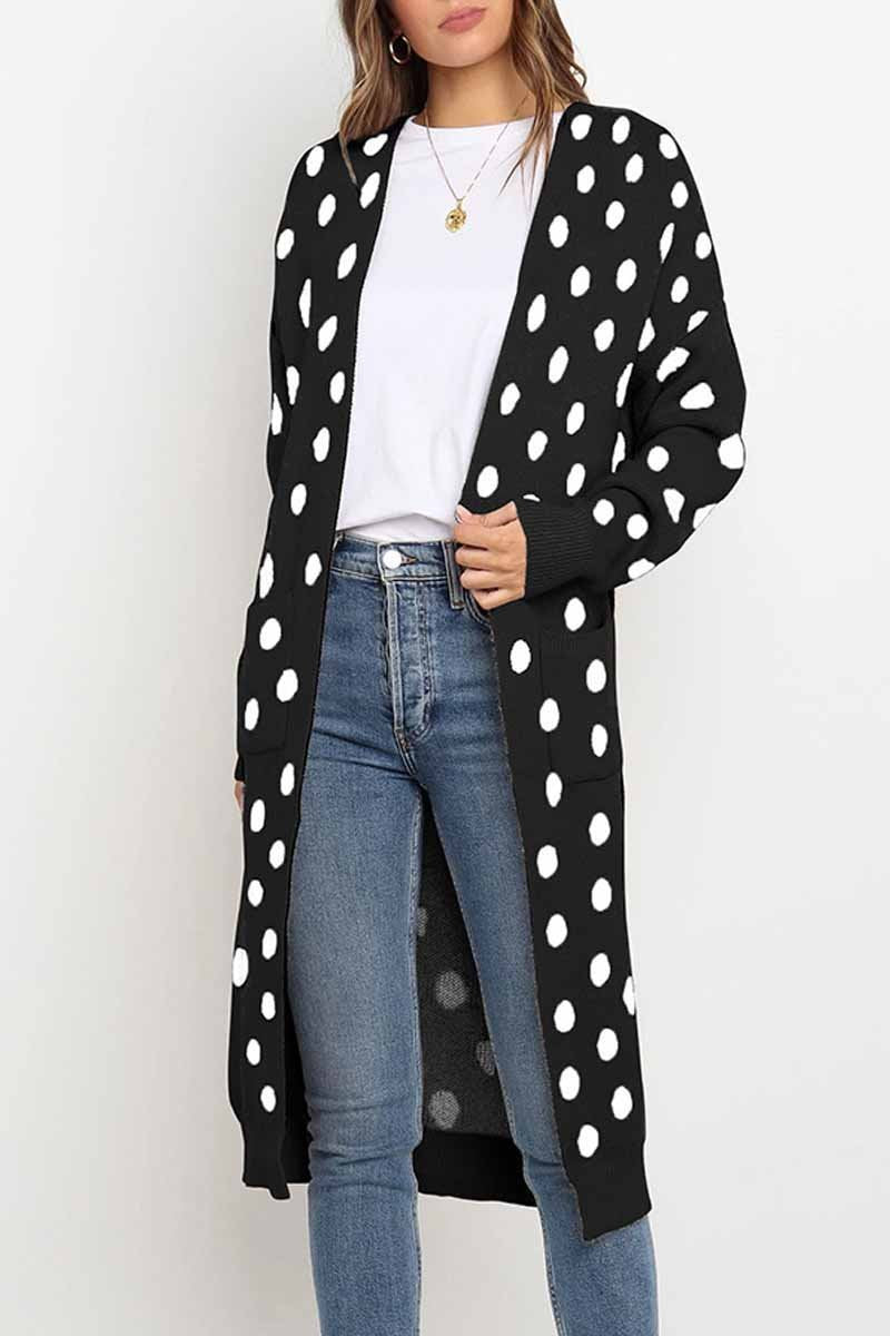 Dot Print Sweet Comfy Cardigan Tops Sweater(2 Colors)