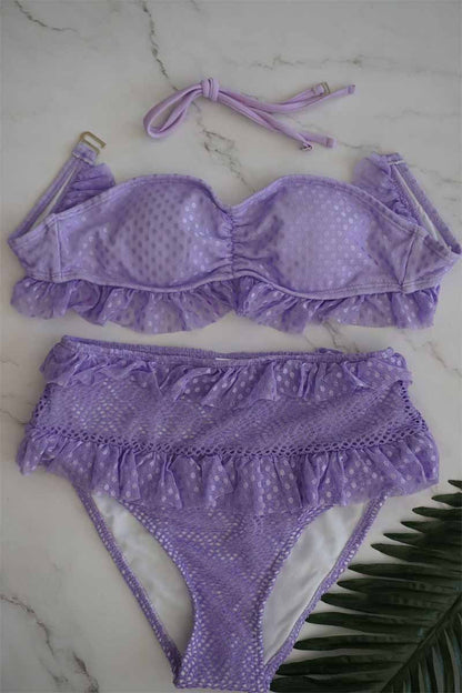 Lace Mesh High Waist Bikini Swimwear(3 Colors)