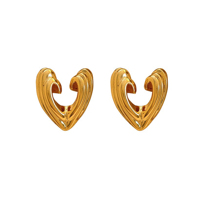 Sculpted Heart Stud Earrings