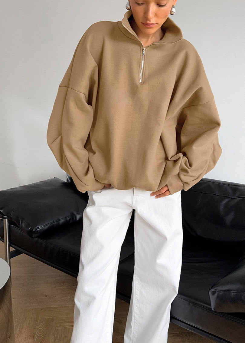 Tulip Zipper Sweatshirt – Oversized Half-Zip Pullover