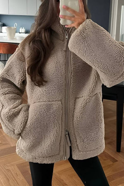 Oversized Full-Zip Teddy Jacket
