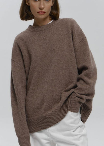 Cocoa Haze - Relaxed Knit Pullover Sweater
