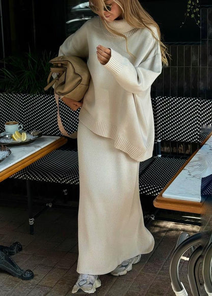 Lorienne - Oversized Knit Sweater and Maxi Skirt Set