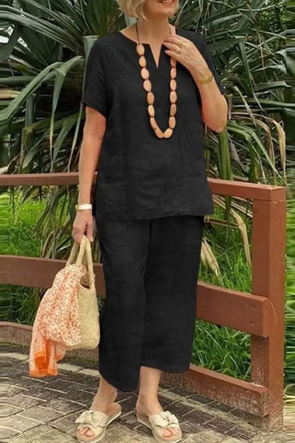 Conjunto de camisa y pantalón holgados informales de color liso