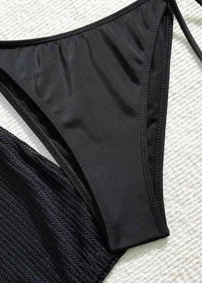 Ocean Drift - White Mesh Knit Beach Dress & Bikini Set