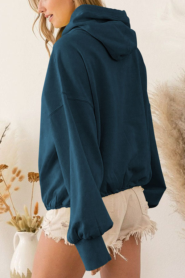 Sudadera con capucha de manga larga con cremallera y cordón ajustable