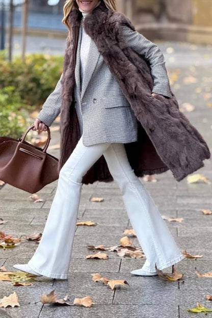 Chaleco de piel color chocolate 3\/4