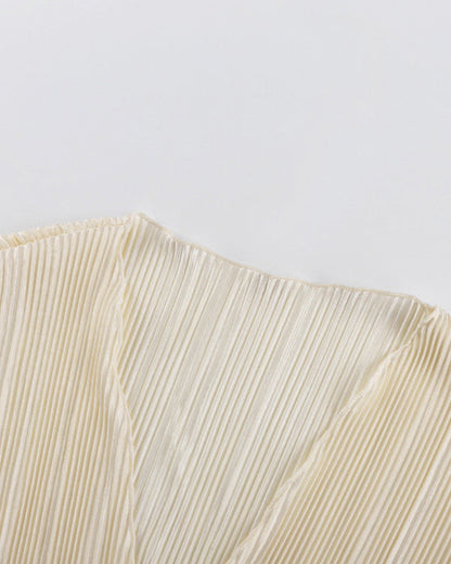 Slim Fit Flared Long Sleeve Pleated Shirt