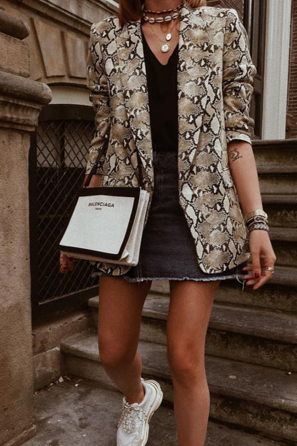 Snake Skin Print Slim Blazer Coat