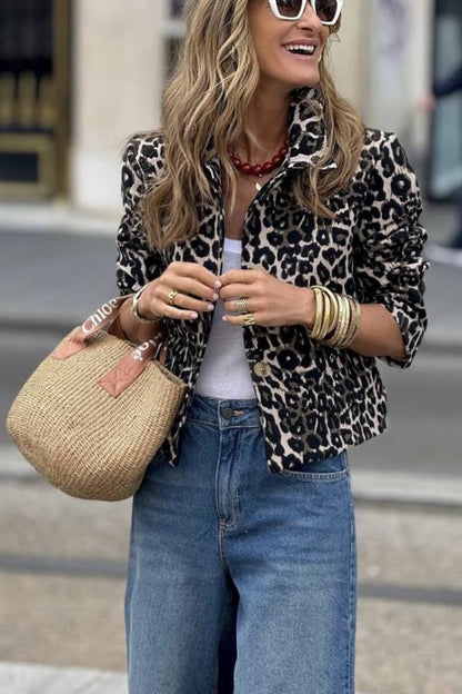 Marion Cropped Leopard Jacket