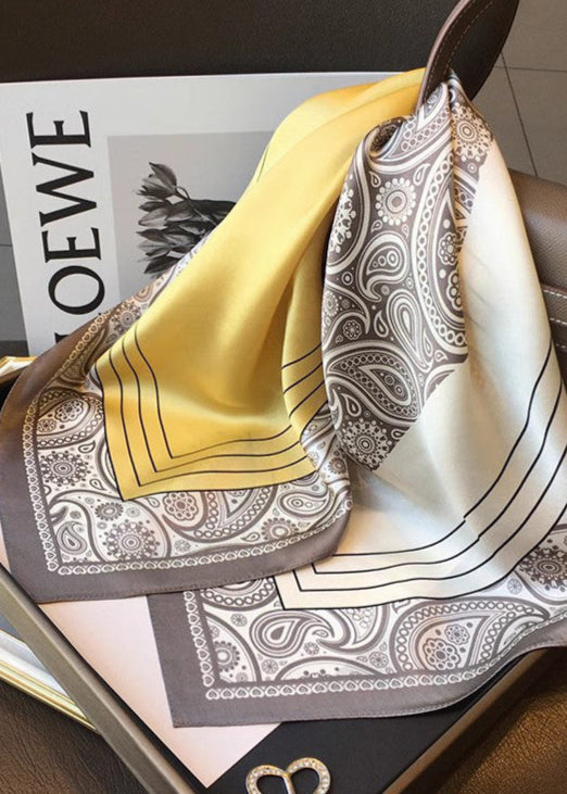 Savannah Print Satin Square Scarf – Golden Paisley 70×70cm