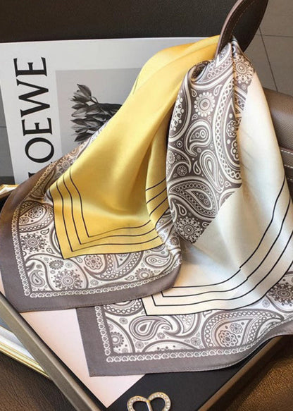 Savannah Print Satin Square Scarf – Golden Paisley 70×70cm