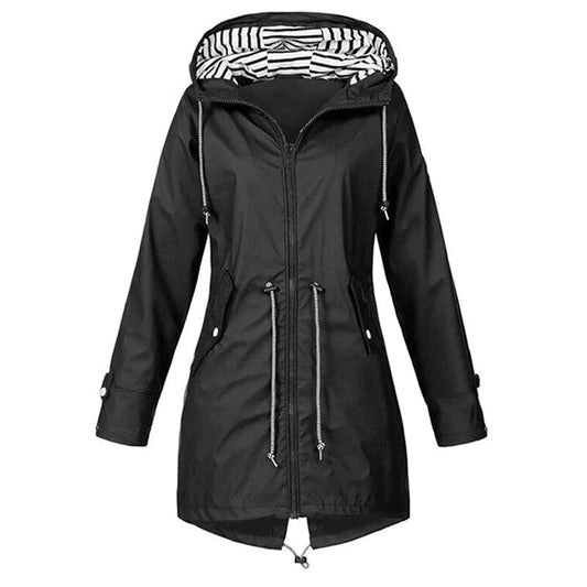 Classic Stylish Waterproof Outdoor Rain Jacket with Hood for Women | Great for Outdoor Activities