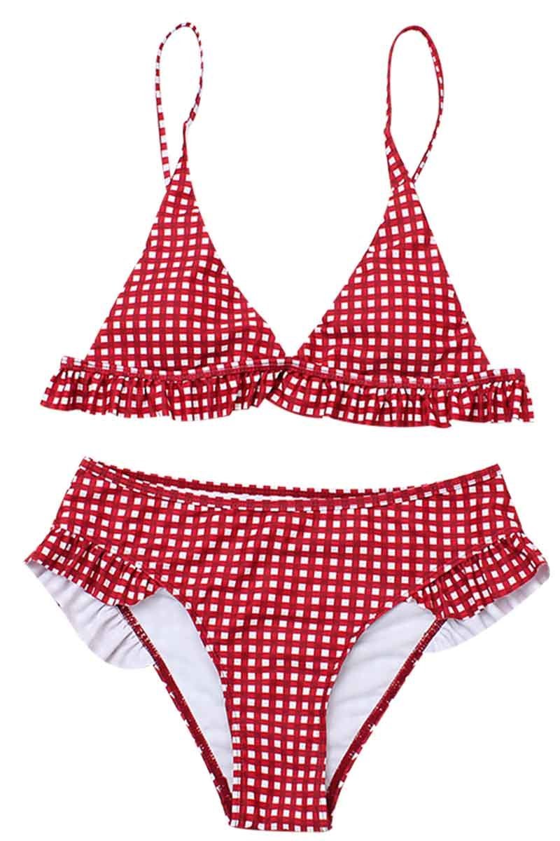 Plaid Split Swimsuit