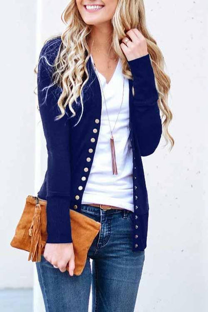 Long Sleeves Buttons Design Cardigan Tops(7 Colors)