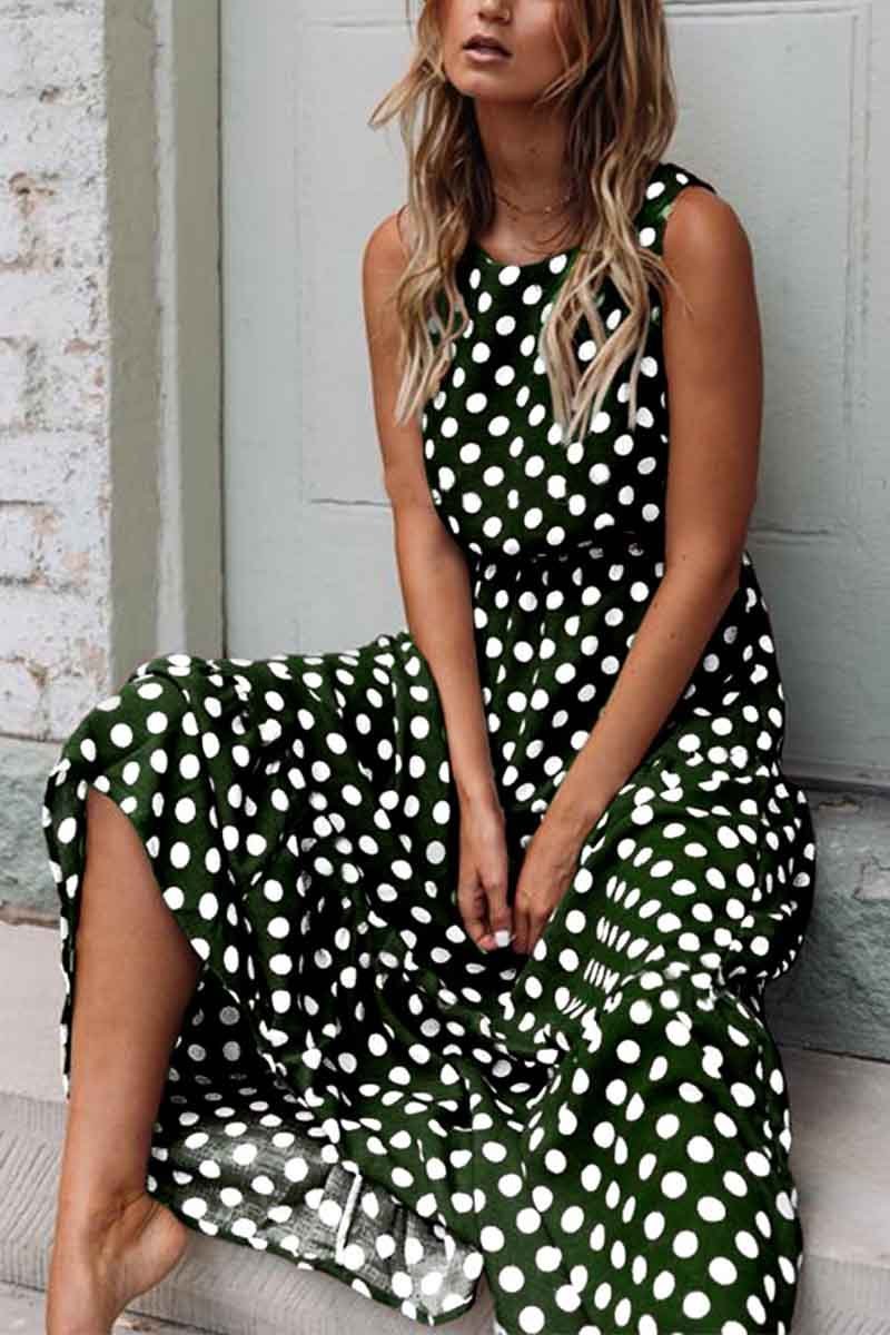Polka Dot Round Neck Dress (5 Colors)