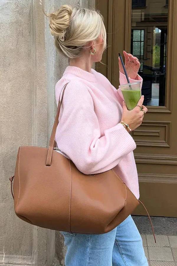 Pink Sweet Round Neck Pullover