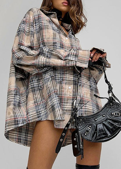 Loose Distressed Plaid Retro Shirt