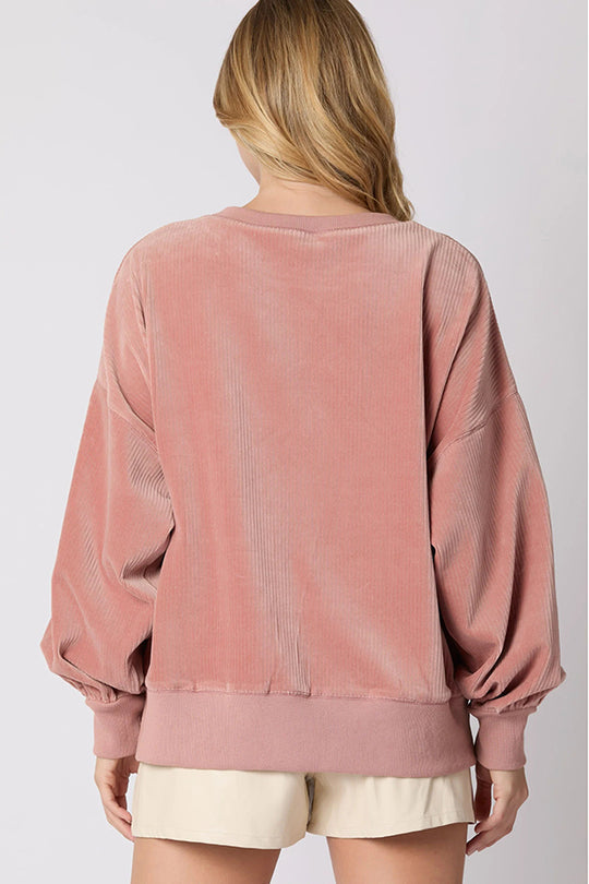 Sudadera holgada de cuello redondo con lentejuelas y diseño de pastel de calabaza navideño