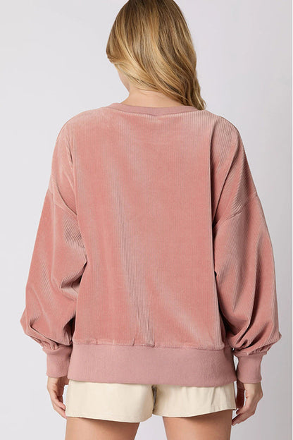 Sudadera holgada de cuello redondo con lentejuelas y diseño de pastel de calabaza navideño