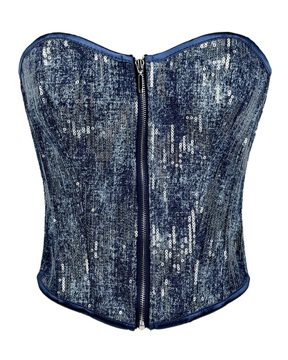 Sequins Denim Corset