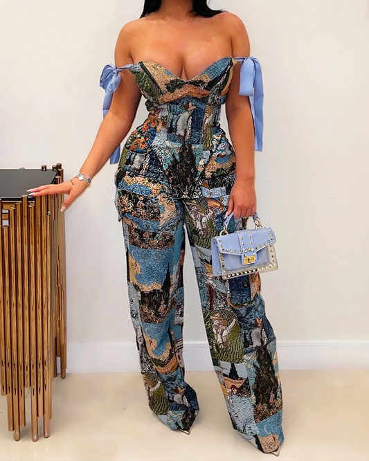 Drawstring Pants With Multiple Pockets Set