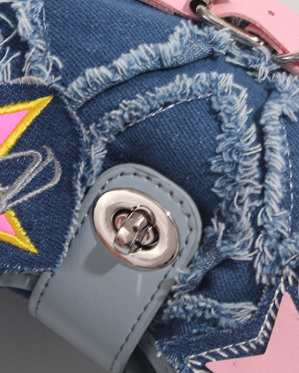 Denim Five-Pointed Star Punk Crossbody Bag