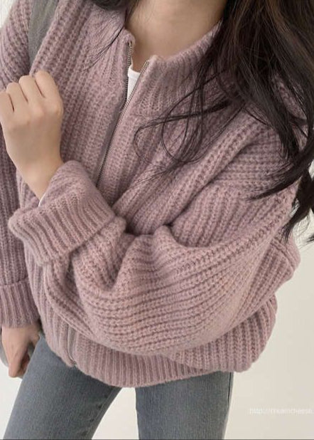 Cozy Zip-Up Chunky Knit Cardigan - Oversized Ribbed Sweater Jacket