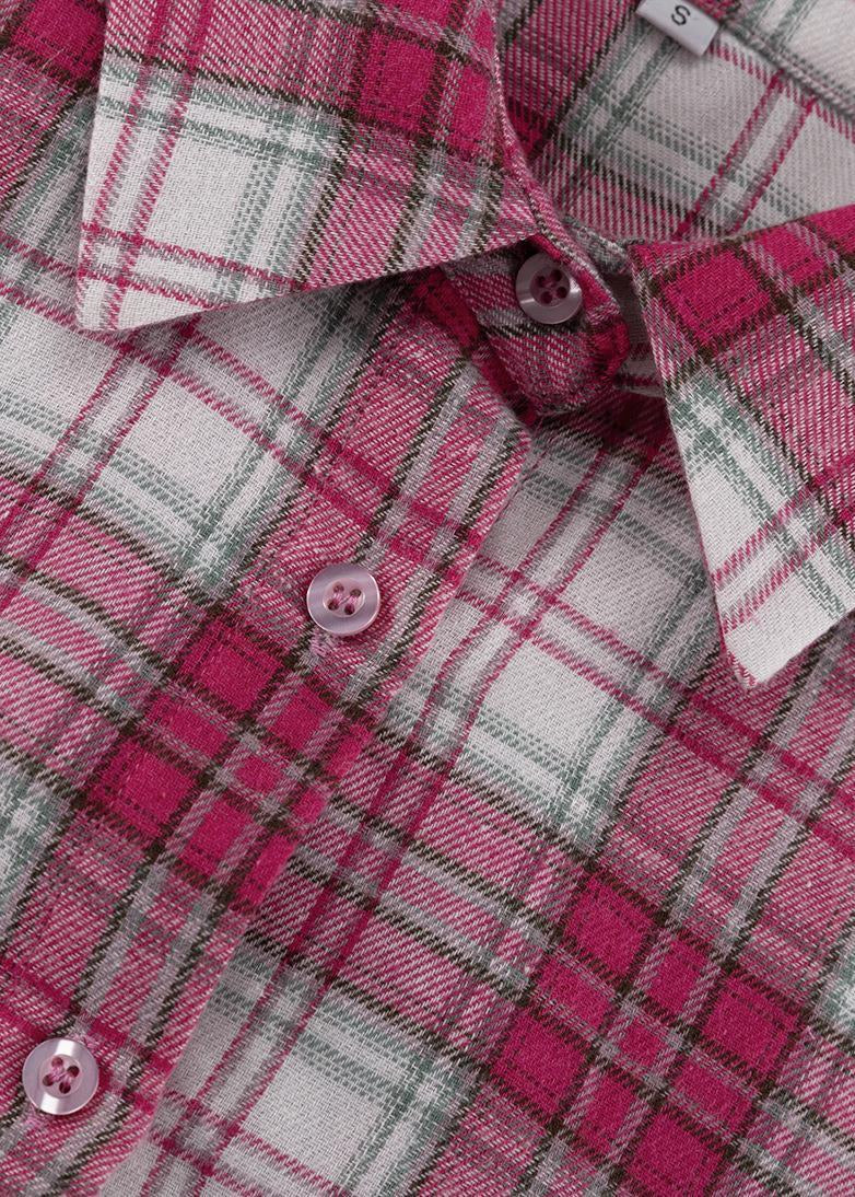 Aubrey - Pink Plaid Snap-Front Oversized Shirt