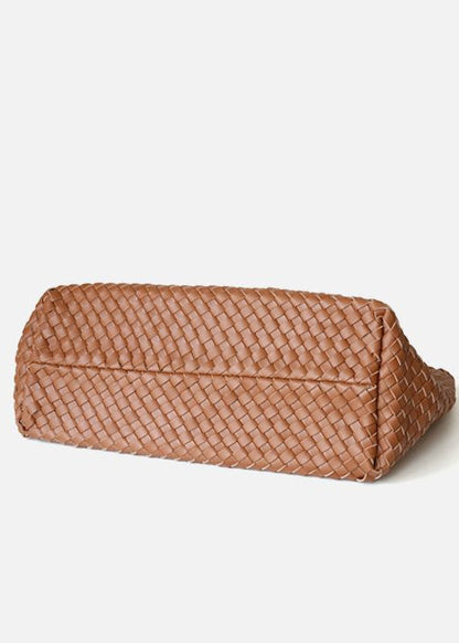 Woven Leather Tote Bag – Large Capacity Handbag for Women