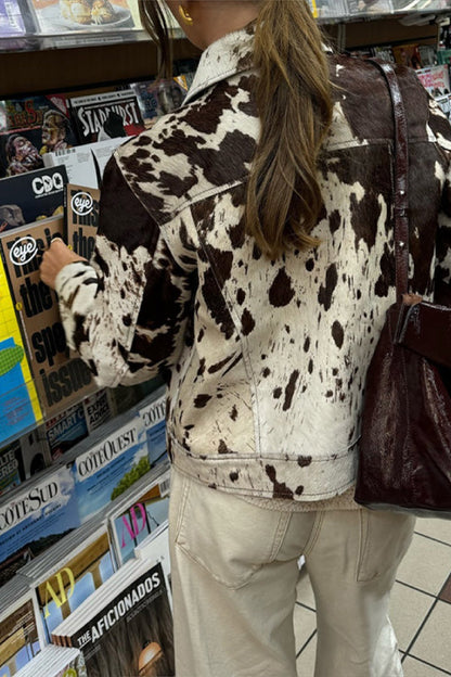 Chaqueta estilo camisa informal con solapa y estampado cómodo para mujer