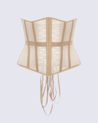 Sexy Mesh Lace-up Corset Without Bra