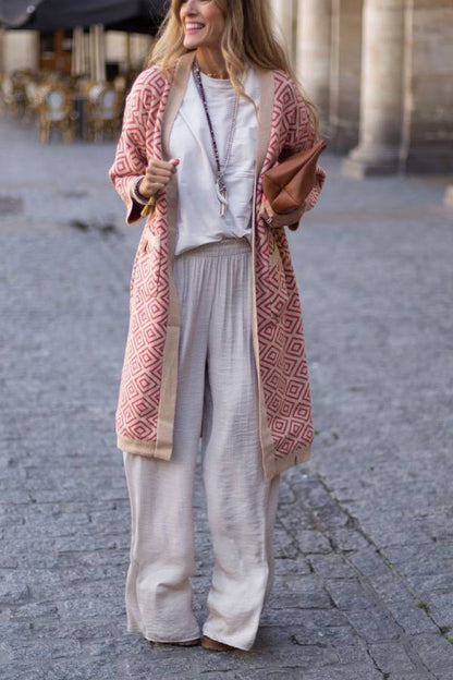 Abrigo kimono largo bicolor