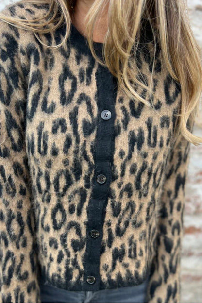 Soft Knit Cropped Leopard Cardigan