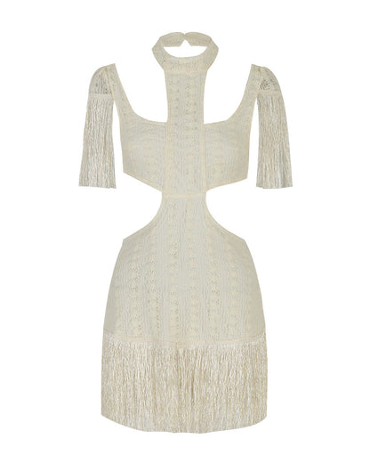 Tassel Cutout Waist-Revealing Short Dress