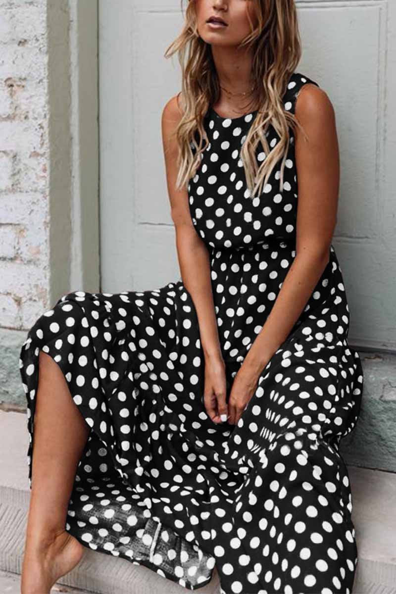 Polka Dot Round Neck Dress (5 Colors)