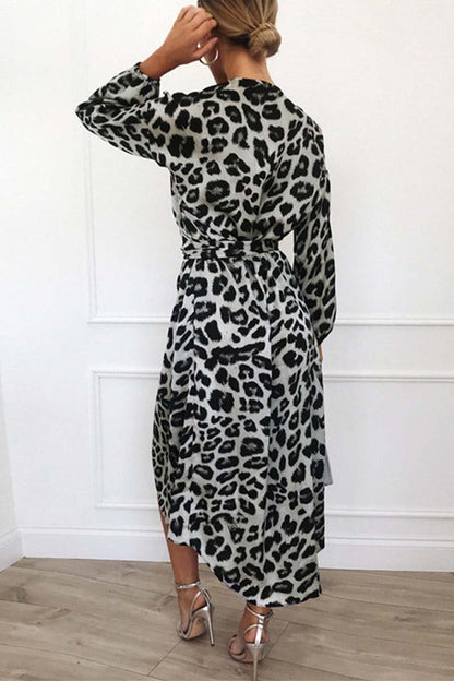 V Neck Sexy Leopard Dress(4 Colors)