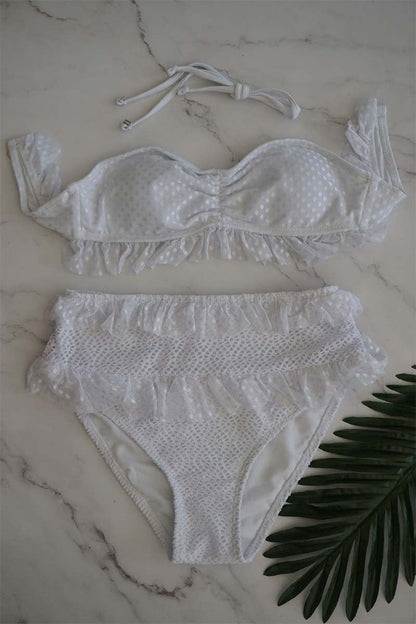 Lace Mesh High Waist Bikini Swimwear(3 Colors)