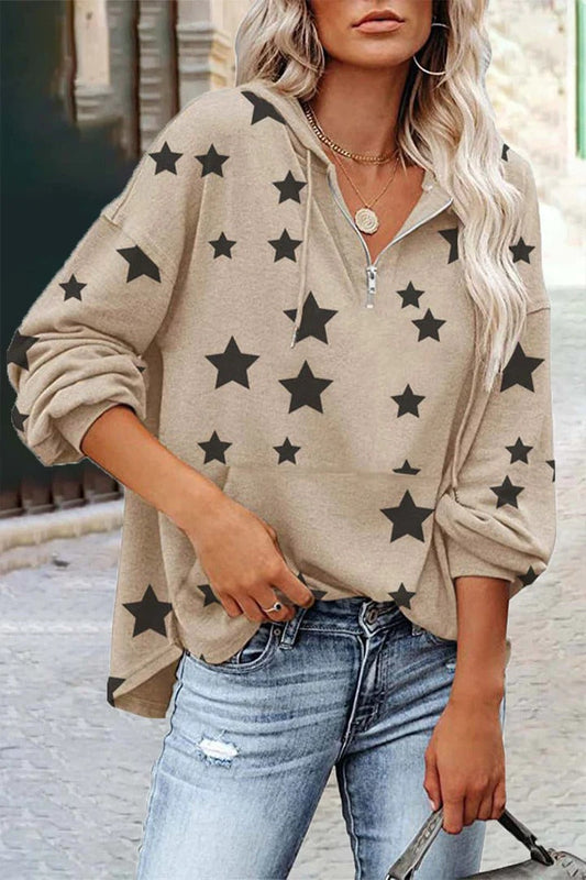 Sudadera con cuello en V y estrellas para mujer