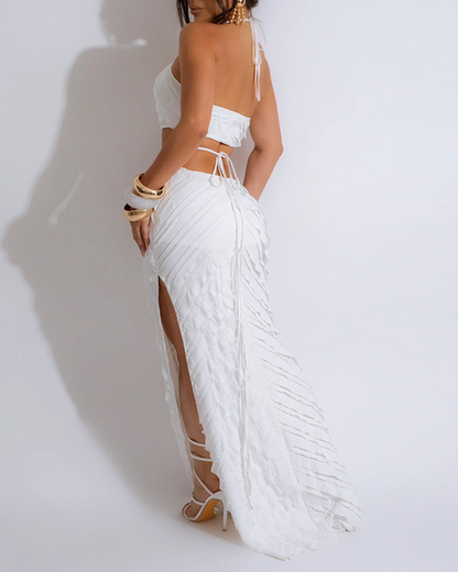 Sexy Halterneck Lace-Up Slim-Fitting Hollow Dress