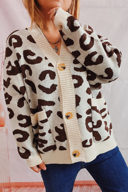 Casual Leopard Long Sleeve Cardigan