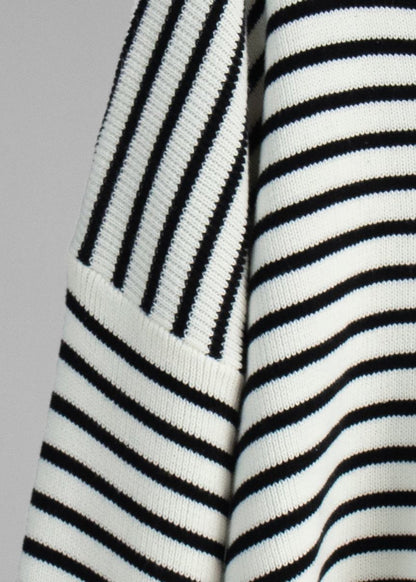 Mariner – Striped V-Neck Knit Sweater with Wide Sleeves